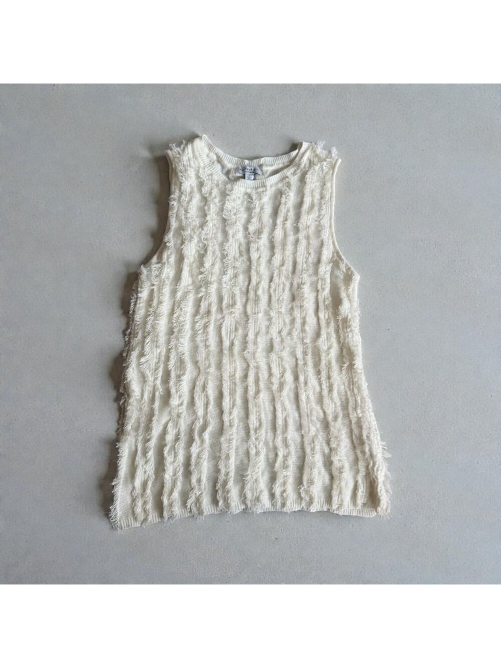 CURRENT AIR Ivory Winter White Striped Tank Top Size Large